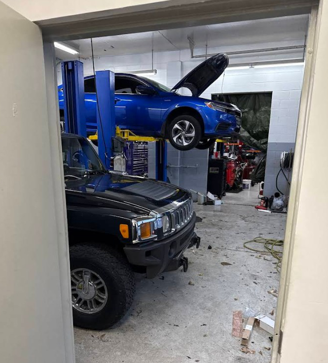 Cars being worked on